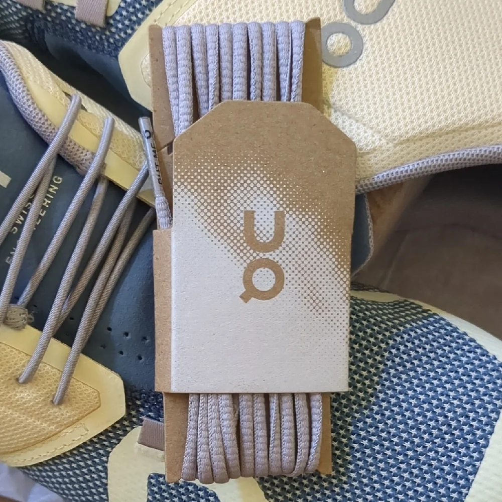 On Running Light Yellow and Blue Athletic Shoes - Picture 6 of 6